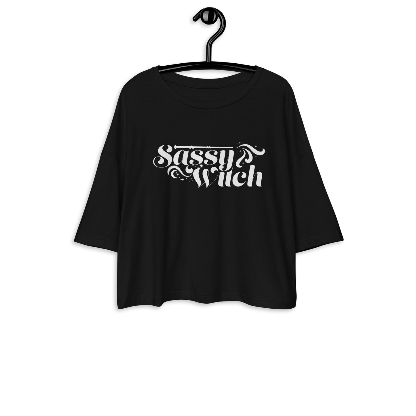 Sassy Witch - Loose drop shoulder crop top